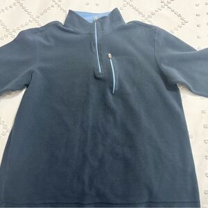 L.L. Bean Navy Fleece Pullover with Light Blue Trim